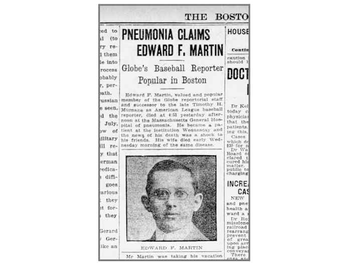 Newspaper clipping on the death of Edward Martin